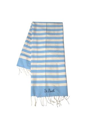 Telo mare in cotone blu e beige SAINT BARTH KIDS | FOUT01200657L